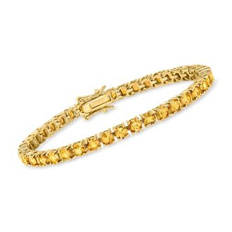 Ross-Simons Citrine Tennis Bracelet in 18kt Gold Over Sterling