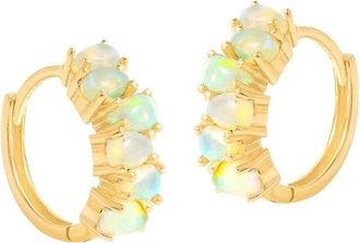 Tiramisu Plated 2.97 Ct. Tw. Ethiopian Opal Hoop Earrings