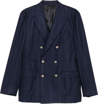 Eleventy Blazer met krijtstreep en dubbele rij knopen - Blauw