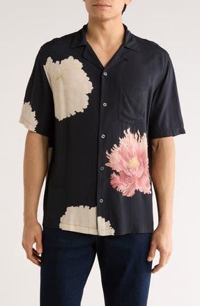AllSaints Fleur Camp Shirt in Black at Nordstrom Rack, Size Medium