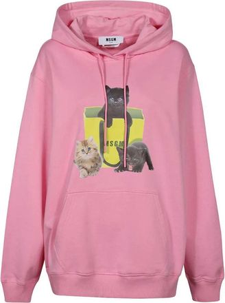 Msgm Felpa in cotone con cappuccio - Rosa
