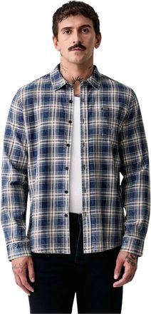 Guess Geruit overhemd - Heren - Overhemden - Blauw - Maat: S Katoen