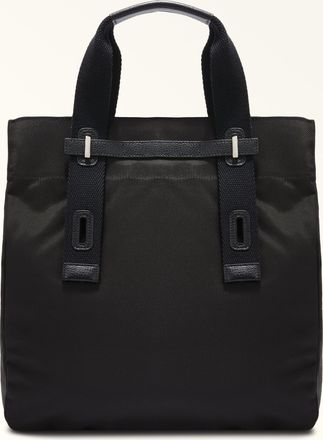 Furla Man Giove Borsa Shopping Nero Nero Tessuto Impermeabile In Nylon Cordura Uomo