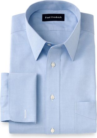 Paul Fredrick Non-iron Cotton Pinpoint Solid Point Collar French Cuff Dress Shirt