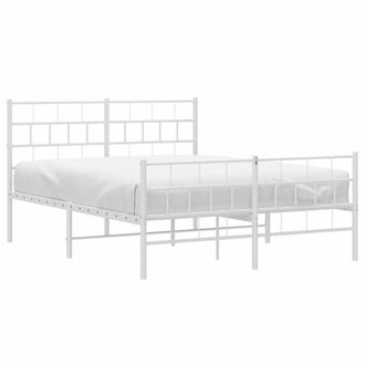 Berkfield Home Metal Bed Frame with Headboard & Footboard White 120x190 cm Sma | Size: King