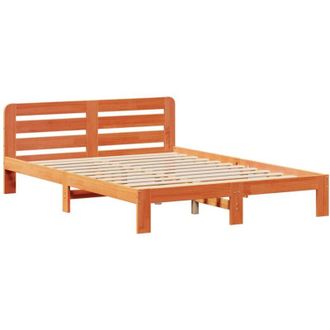 vidaXL Vidaxl - Cama Sin Colch&oacute;n Madera Maciza De Pino Marr&oacute;n Cera 140x190 Cm