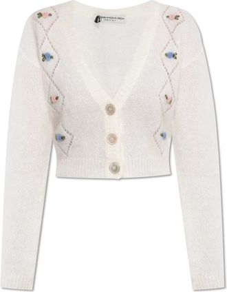 Alessandra Rich Vest met bloemenmotief - Dames - Vesten - Wit - S - Wol - Truien & Vesten