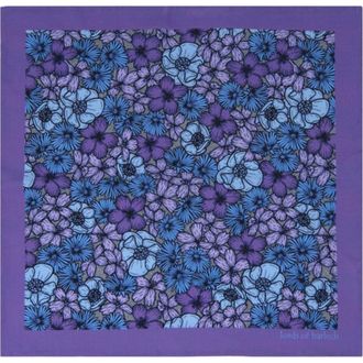 Lords of Harlech Hudson Merino Wool Handkerchief Pocket Square in Dense Floral Lavender at Nordstrom
