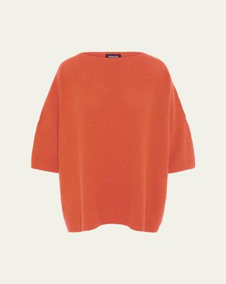 Eskandar Bateau-Neck Moss Stitch Cashmere Sweater