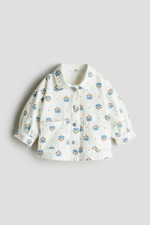 H&M Cotton Denim Jacket in White/floral at Nordstrom, Size 9M