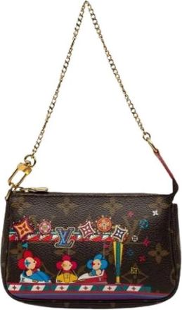 Louis Vuitton Pre-owned Mini Pochette Accessoires - Dames - Vintage Mini Tas - Bruin - ONE Size - Leer - Vintage