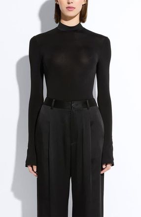 Sally Lapointe Jersey Mock Neck Bodysuit in Black at Nordstrom, Size X-Large