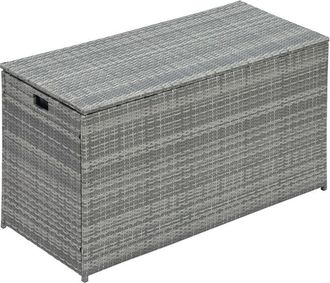 Teamson Home Allaperto Giardino Patio Mobili, Vimini Rattan 700 Litri X-Large Contenitore con Coperchio e Fodera, Resistente alle Intemperie, Grigio - Teamson