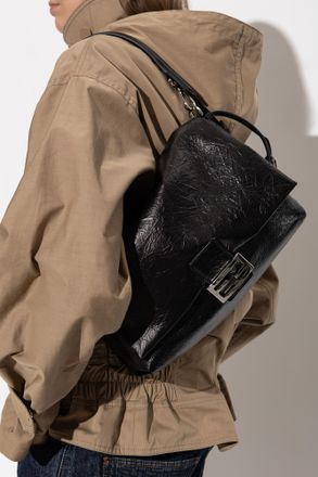 Fendi Leather Bag Baguette Soft Large, Womens, Black
