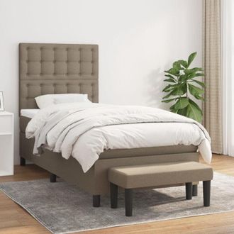 vidaXL Vidaxl - Cama Box Spring Con Colch&oacute;n Tela Gris Taupe 100x200 Cm