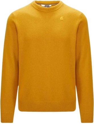 K-Way Rondgebreide trui - Heren - Ronde hals truien - Geel - 2XL - Wol - Truien & Vesten