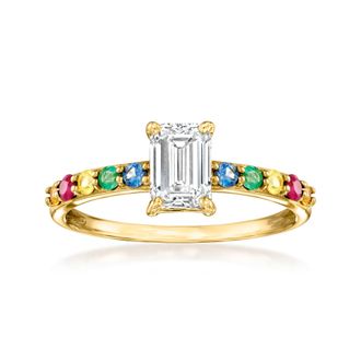 Ross-Simons Lab-Grown Diamond Ring With. Rubies, Emeralds and Multicolored Sapphires in 14kt Yellow Gold
