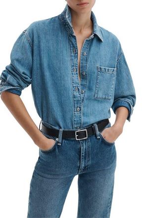 Rag & Bone Connie Featherweight Denim Button-Up Shirt in Everglade at Nordstrom, Size X-Large