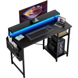 OEM Oficina Inform&aacute;tica - Modelo De Dos Niveles - Iluminaci&oacute;n Led - Altura Ajustable - Negro