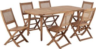 Beliani Beliani - 6 Seater Garden Dining Set Outdoor Table 180 x 90 cm Certified Acacia Wood Foldable Chairs Paraggi