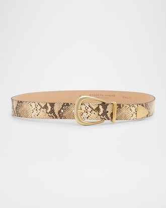 Streets Ahead June Snake-Print Leather Belt