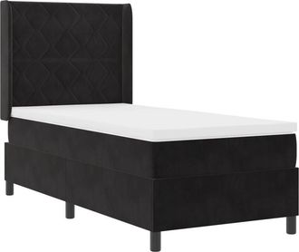 vidaXL LED Box Spring Bed with Mattres Black 100 x 200 cm Velvet vidaXL