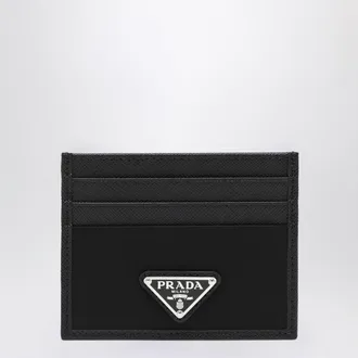 Prada Black Saffiano card case with logo triangle