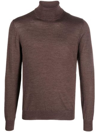 Tagliatore roll-neck fine-knit jumper - men - Wool/Silk - 54 - Brown