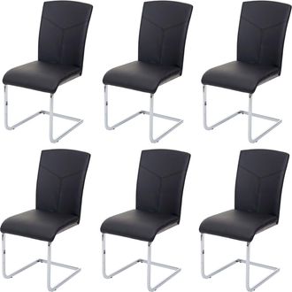 Hhg [nunca Usado] Lote De 6 Sillas De Comedor Hhg-524, Basculante Silla De Cocina Silla De Conferencia, Imitaci&oacute;n De Cuero, Negro