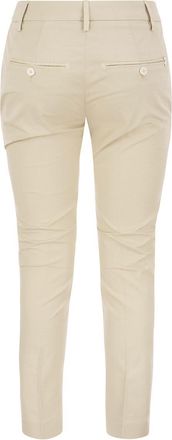 Dondup Womens Perfect - Slim-fit Cotton Gabardine Trousers - Ivory - Size 30 (Waist)
