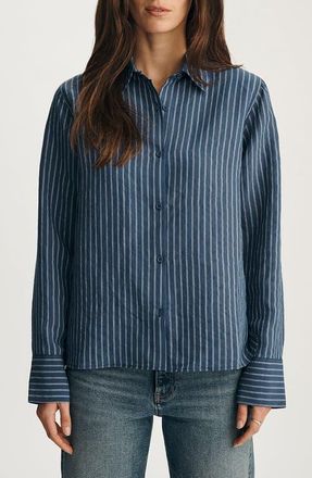 Mavi Luxe Touch Button-Up Shirt in Infinity Stripe at Nordstrom, Size Medium