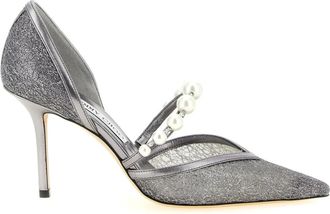 Jimmy Choo London Aurelie 85 Pumps - Dames - Schoenen - Grijs - Maat: 37 EU Leer
