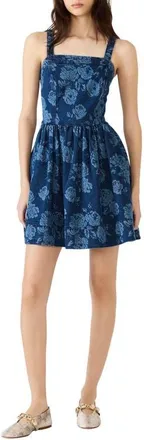 Steve Madden Kiona Floral Print Denim Minidress in Rose Frost at Nordstrom, Size 2