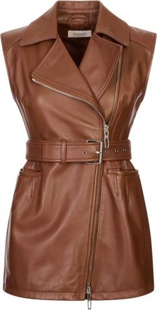 Sportmax Jassen, Dames, Bruin, XS, Leer, Favella Vest