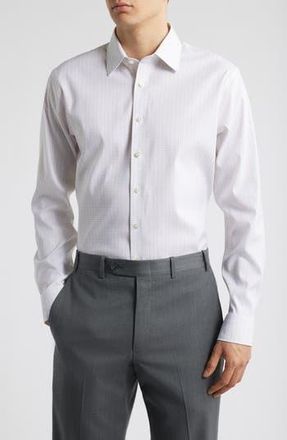 Nordstrom Trim Fit Performance Dress Shirt in Pink Geo at Nordstrom Rack, Size 18 - 34/35