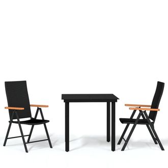 Berkfield Home 3 Piece Garden Dining Set Black