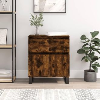 vidaXL Aparador Madera Contrachapada Color Roble Ahumado 60x35x70 Cm Vidaxl