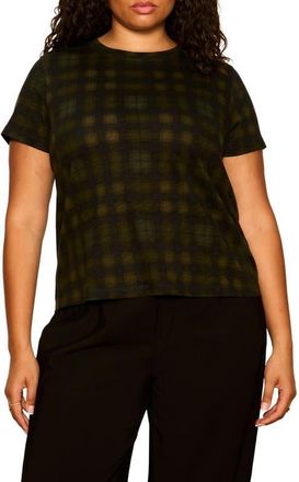 Sanctuary The Perfect T-Shirt in Forest Plaid Green at Nordstrom, Size 1X