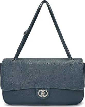 Tiffany & Fred Premium Pebbled Leather Turnlock Shoulder Bag