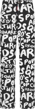 Dsquared2 logo-lettering cotton blend slim-fit trousers - women - Cotton/Polyester/Polyester/Calf Leather/Spandex/Elastane/Cotton - 42 - Black