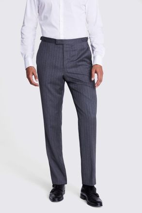 Vitale Barberis Italian Tailored Fit Grey Stripe Unhemmed Trousers