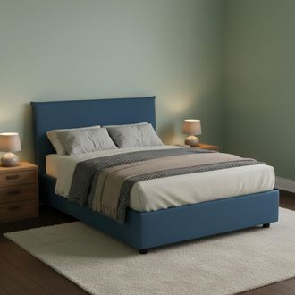 Dmora Talamo Italia - Cama De Plaza Y Media Astrid, Cama Contenedor Con Revestimiento De Tela, 100% Made In Italy, Apertura Frontal, Adecuado Para Colch&oacute;n C