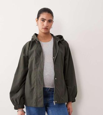 Asos Maternity ASOS DESIGN Maternity - Giacca bomber antipioggia kaki con fondo a palloncino-Verde