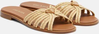 Prada Crochet raffia-effect slides