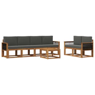 vidaXL Conjunto De Sof&aacute;s De Exterior 6 Pcs Natural Y Antracita Vidaxl