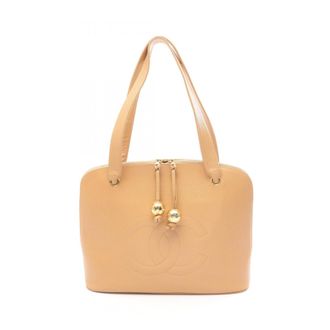 Chanel Beige Leather Handbag Tote Bag (Pre-Owned)