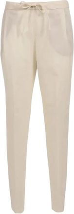 Fabiana Filippi Geplooide broek met wijde pijpen - Dames - Broeken - Beige - XS - Wol - Broeken