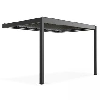 Oviala P&eacute;rgola bioclim&aacute;tica adosada y motorizada de 3 x 4 x 2,5m gris