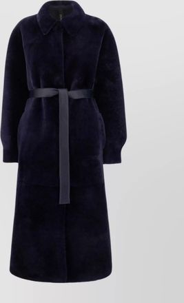 BLANCHA shearling reversible coat waist collar neck