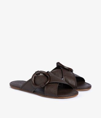 Pedro Garcia Dark brown leather slide flat | Pandita | Fall-winter 26 |